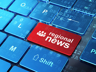 Image showing Business People and Regional News on keyboard