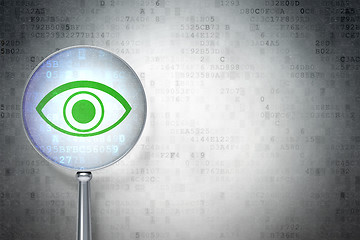 Image showing Protection concept:  Eye with optical glass on digital