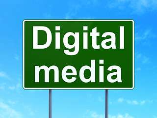 Image showing Advertising concept: Digital Media on road sign background