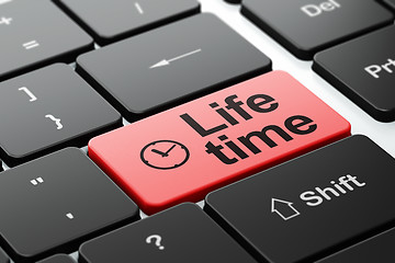 Image showing Clock and Life Time on computer keyboard