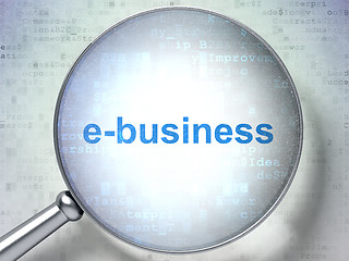 Image showing Finance concept: E-business with optical glass