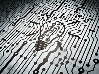 Image showing Finance concept: circuit board with Light Bulb