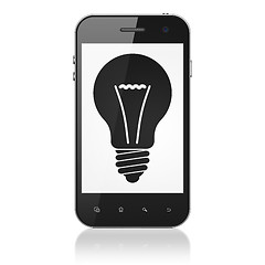 Image showing Finance concept: Light Bulb on smartphone