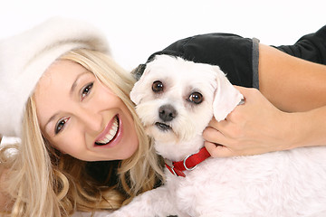 Image showing Female with dog