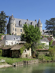 Image showing Montresor village and castle seen from the Indrois river, France