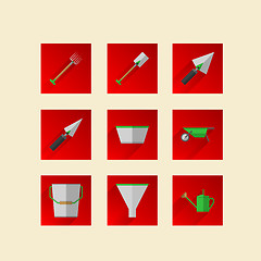 Image showing Flat icons for gardening tools