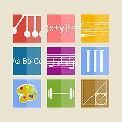 Image showing Icons for school subjects