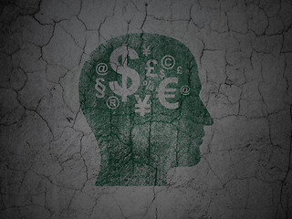 Image showing Marketing concept: Head With Finance Symbol on grunge wall