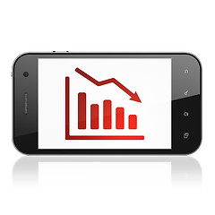 Image showing News concept: Decline Graph on smartphone