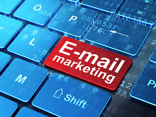 Image showing Advertising concept: E-mail Marketing on keyboard background