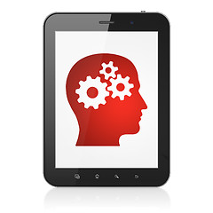 Image showing Education concept: Head With Gears on tablet pc computer