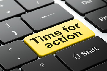 Image showing Timeline concept: Time for Action on keyboard background