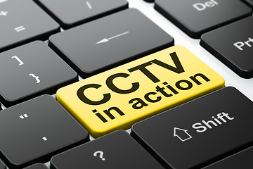 Image showing Protection concept: CCTV In action on computer keyboard