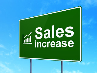 Image showing Advertising concept: Sales Increase and Graph on road sign