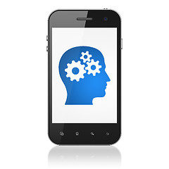 Image showing Education concept: Head With Gears on smartphone