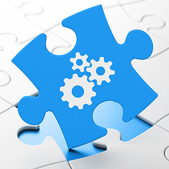 Image showing Web design concept: Gears on puzzle background