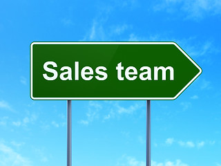 Image showing Marketing concept: Sales Team on road sign background