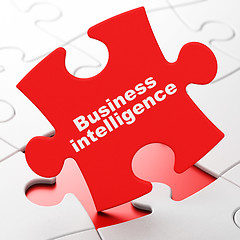 Image showing Finance concept: Business Intelligence on puzzle background