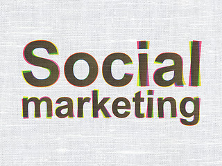 Image showing Advertising concept: Social Marketing on fabric texture