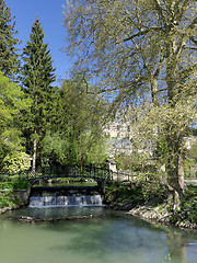 Image showing Metallic footbridge on the Indrois river, France