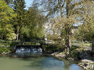 Image showing Metallic footbridge on the Indrois river, France