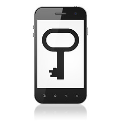 Image showing Safety concept: Key on smartphone