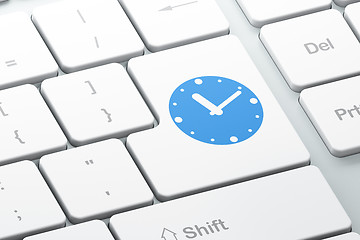 Image showing Time concept: Clock on computer keyboard background