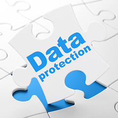 Image showing Safety concept: Data Protection on puzzle background