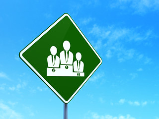 Image showing Law concept: Business Team on road sign background