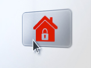 Image showing Safety concept: Home on digital button background