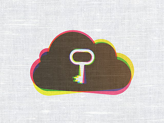 Image showing Cloud computing concept: Cloud With Key on fabric texture