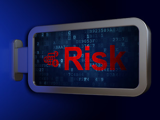 Image showing Business concept: Risk and Calculator on billboard background