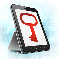 Image showing Protection concept: Key on tablet pc computer