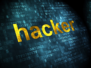 Image showing Privacy concept: Hacker on digital background