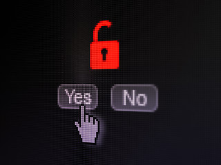 Image showing Security concept: Opened Padlock on digital computer screen