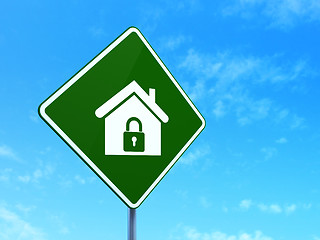 Image showing Finance concept: Home on road sign background