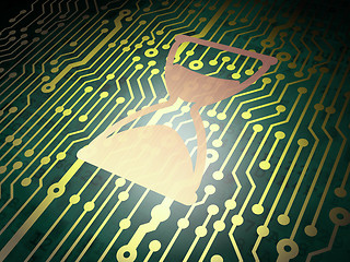 Image showing Time concept: circuit board with Hourglass