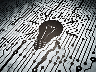 Image showing Finance concept: circuit board with Light Bulb