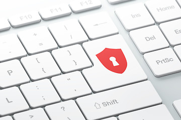 Image showing Safety concept: Shield With Keyhole on computer keyboard