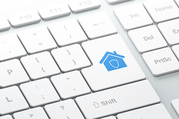Image showing Security concept: Home on computer keyboard background