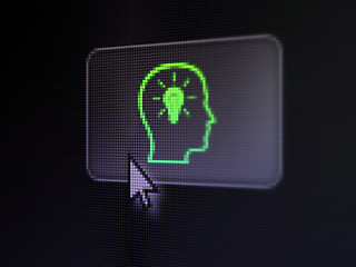 Image showing Business concept: Head With Lightbulb on digital button