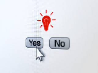 Image showing Business concept: Light Bulb on digital computer screen