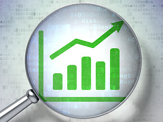 Image showing News concept:  Growth Graph with optical glass on digital
