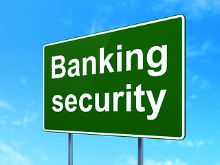 Image showing Security concept: Banking on road sign background