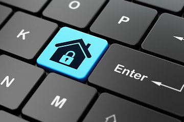 Image showing Privacy concept: Home on computer keyboard background