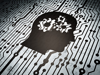 Image showing Data concept: circuit board with Head With Gears