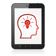 Image showing Education concept: Head With Lightbulb on tablet pc computer