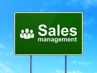 Image showing Advertising concept: Management and Business People on road sign
