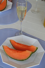 Image showing Melon and champagne