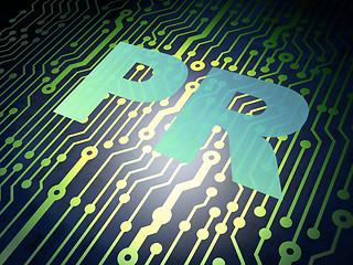 Image showing Advertising concept: circuit board with PR